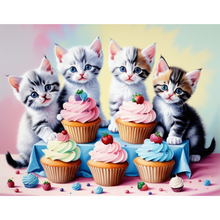 Ladda upp bild till gallerivisning, Diamond Painting Kittens And Cupcakes