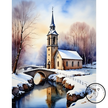 Ladda upp bild till gallerivisning, Diamond Painting Kyrka Vinterlandskap