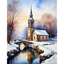 Ladda upp bild till gallerivisning, Diamond Painting Kyrka Vinterlandskap