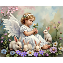 Ladda upp bild till gallerivisning, Diamond Painting Angelgirl And Rabbits