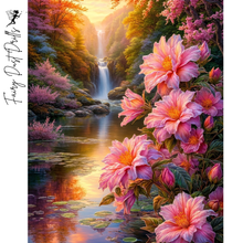 Ladda upp bild till gallerivisning, Diamond Painting Pink Flowers Waterfall