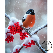 Ladda upp bild till gallerivisning, Diamond Painting Domherre Rönnbärskvist