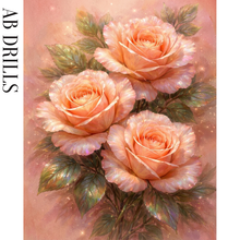 Ladda upp bild till gallerivisning, Diamond Painting Peach Roses