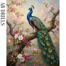 Ladda upp bild till gallerivisning, Diamond Painting Påfågel Blomsterträd
