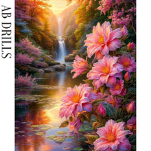 Ladda upp bild till gallerivisning, Diamond Painting Pink Flowers Waterfall