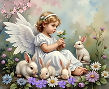 Ladda upp bild till gallerivisning, Diamond Painting Angelgirl And Rabbits