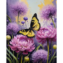 Ladda upp bild till gallerivisning, Diamond Painting Lila Blommor Och Fjäril