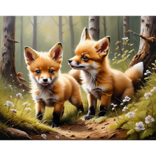 Ladda upp bild till gallerivisning, Diamond Painting Rävungar