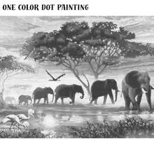 Ladda upp bild till gallerivisning, One Color Dot Painting African Elephants