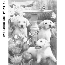 Ladda upp bild till gallerivisning, One Color Dot Painting Golden Puppies
