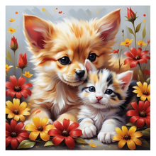 Ladda upp bild till gallerivisning, Diamond Painting Puppy And Kitten