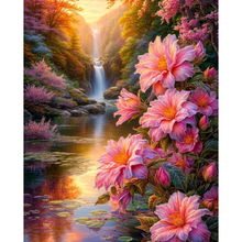 Ladda upp bild till gallerivisning, Diamond Painting Pink Flowers Waterfall