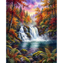 Ladda upp bild till gallerivisning, Diamond Painting Vattenfall Höst