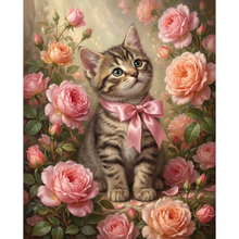 Ladda upp bild till gallerivisning, Diamond Painting Kitten Roses