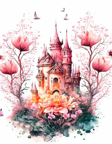 Diamond Painting Flower Castle*