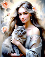 Ladda upp bild till gallerivisning, Diamond Painting Woman With Cat