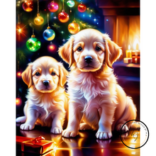 Ladda upp bild till gallerivisning, Diamond Painting Puppies Christmas
