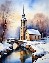 Ladda upp bild till gallerivisning, Diamond Painting Kyrka Vinterlandskap