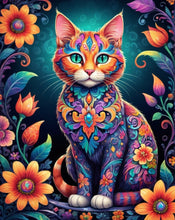 Ladda upp bild till gallerivisning, Diamond Painting Flower Cat