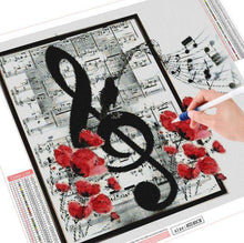 Ladda upp bild till gallerivisning, Diamond Painting Musiknoter Och Blommor*