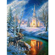 Ladda upp bild till gallerivisning, Diamond Painting Älgar Vid Kyrka*