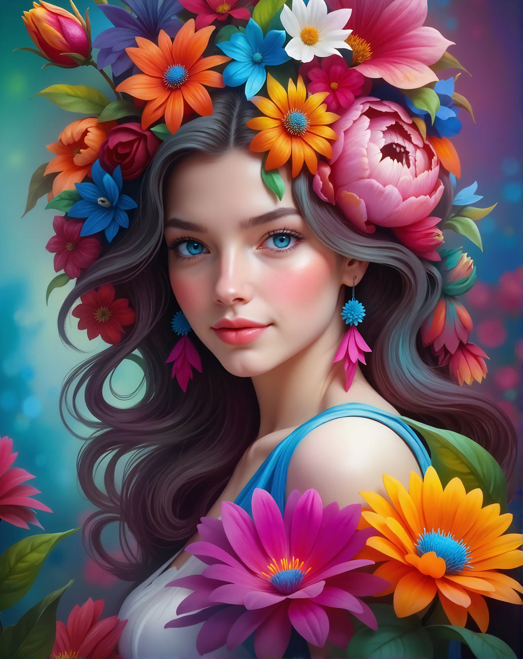 Diamond Painting Woman Flowers