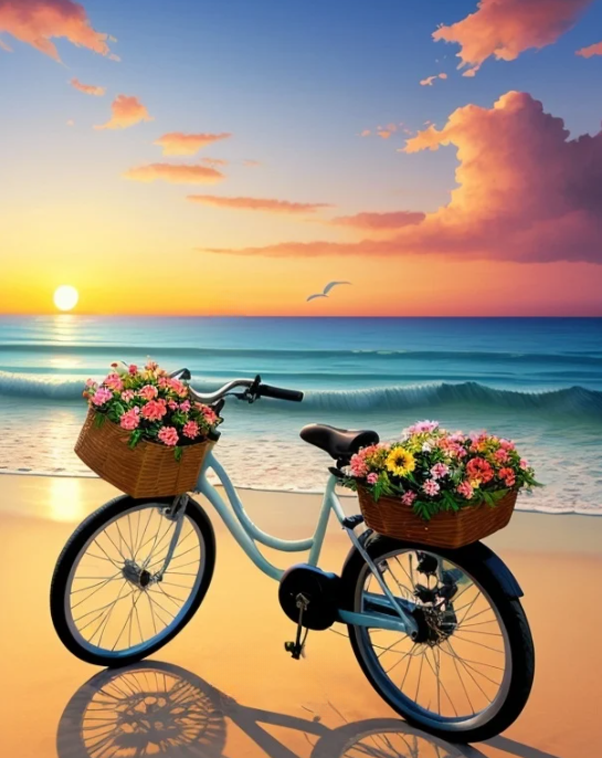 Diamond Painting Cykel Solnedgång*