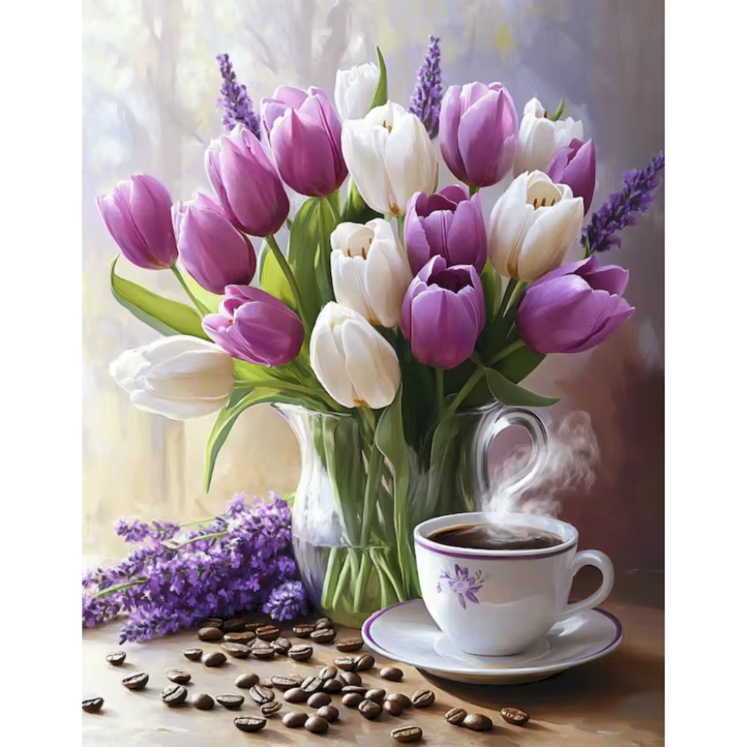 Diamond Painting Coffee And Tulips