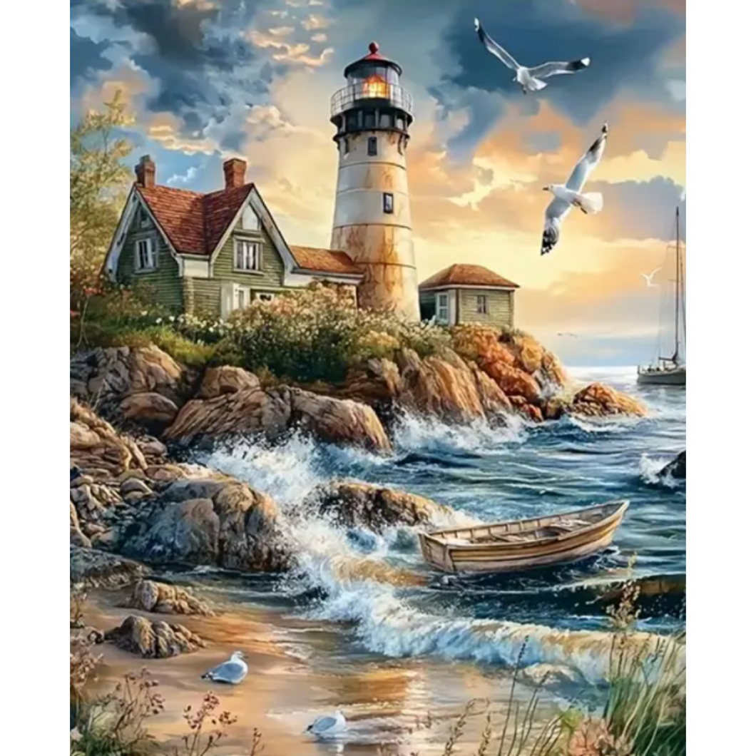 Diamond Painting Fyr Stormigt Hav