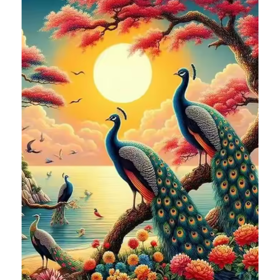 Diamond Painting Påfåglar Vid Havet