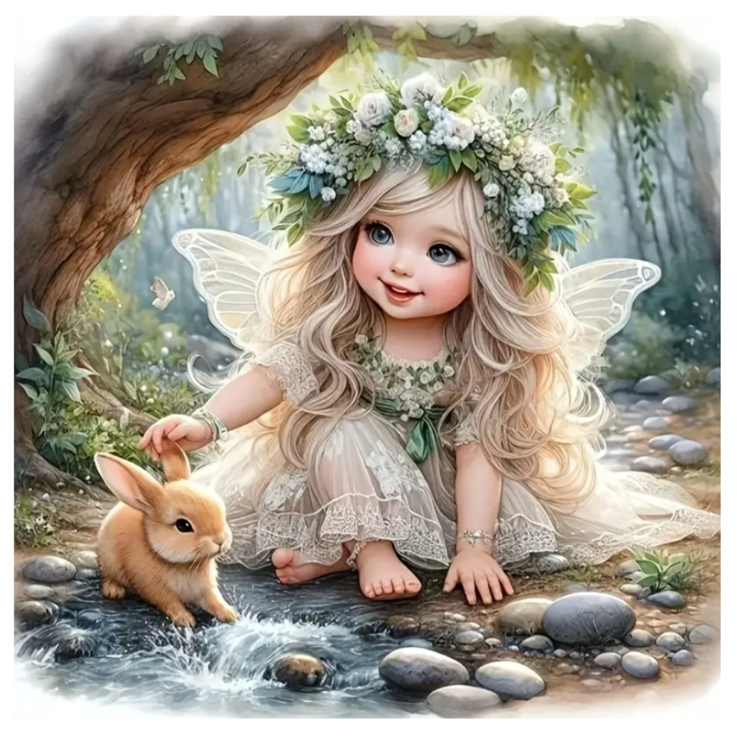 Diamond Painting Änglaflicka Med Kanin