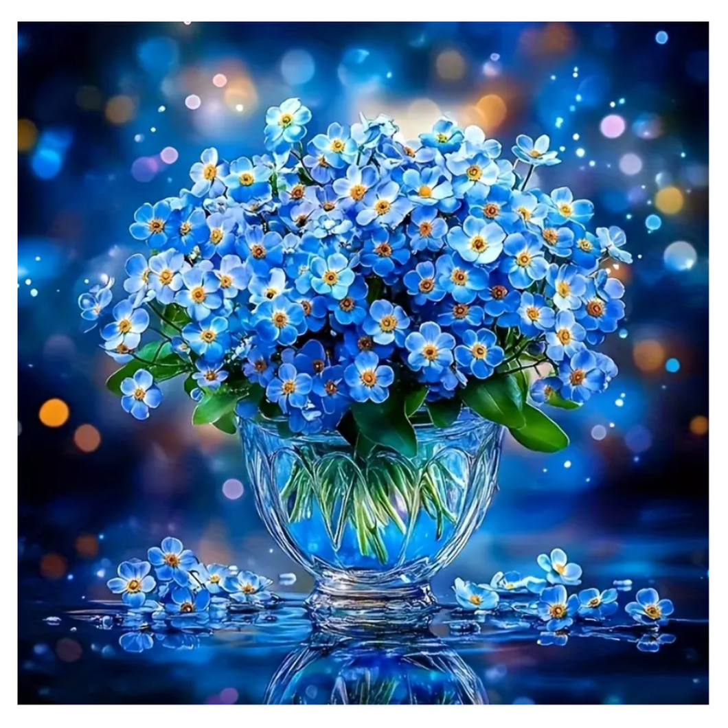 Diamond Painting Blå Små Blommor