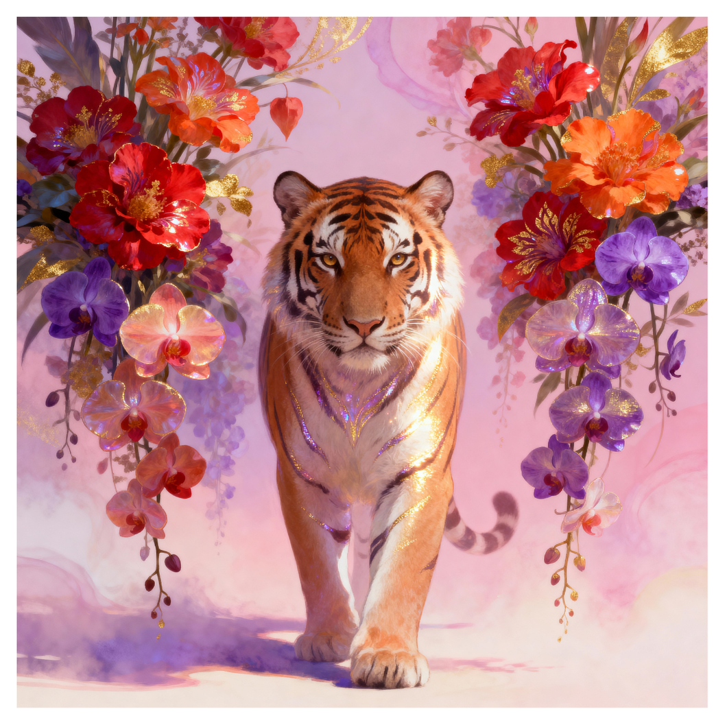 Diamond Painting Tiger Flowers