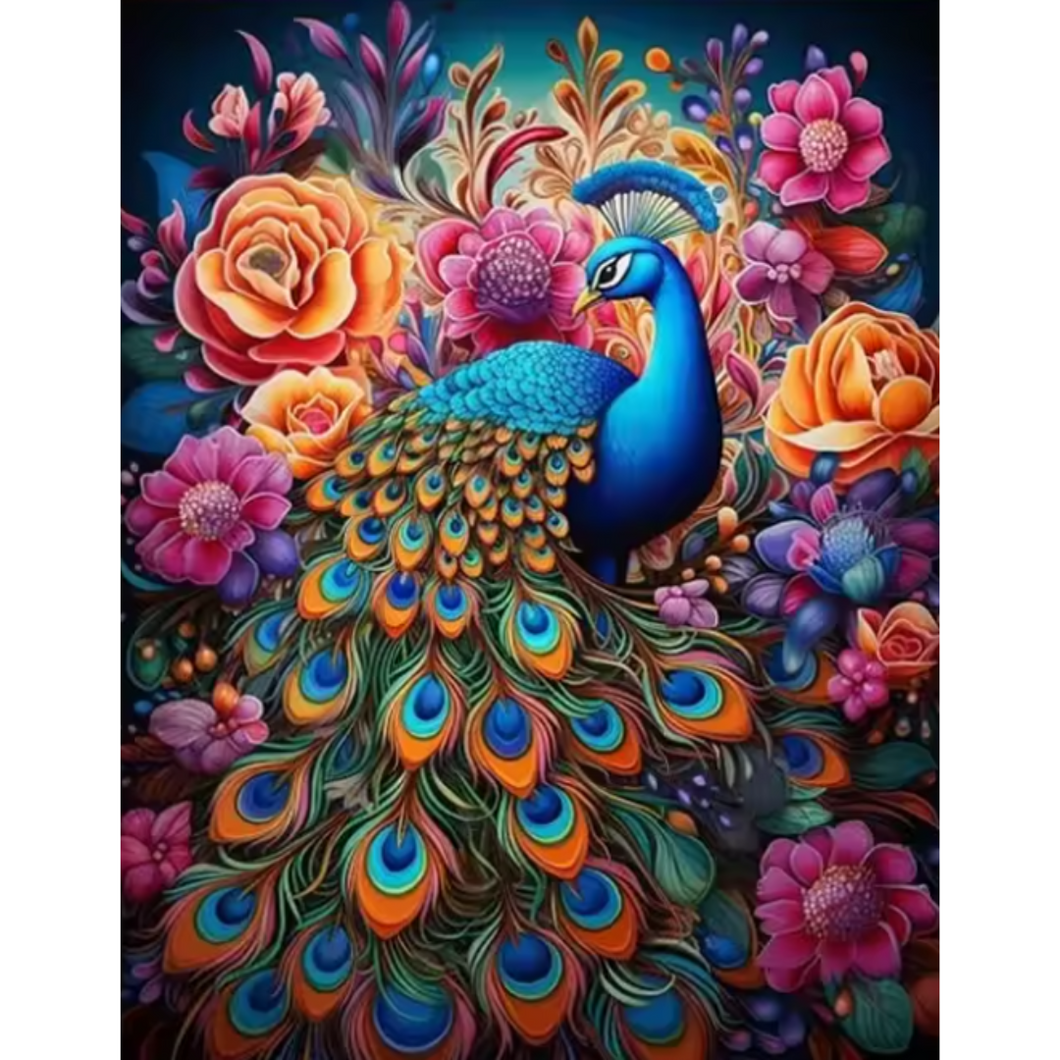 Diamond Painting Peacock Flowers
