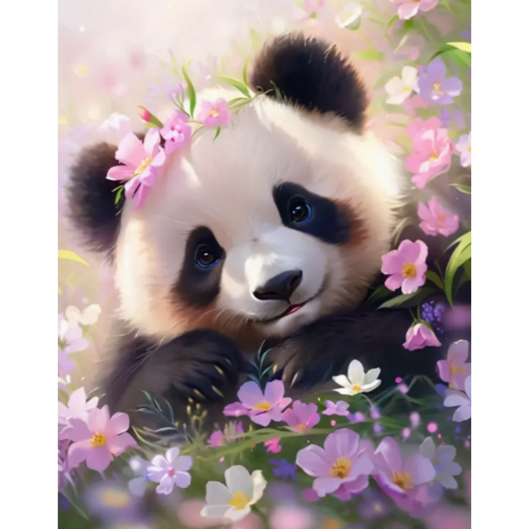 Diamond Painting Panda Flowers