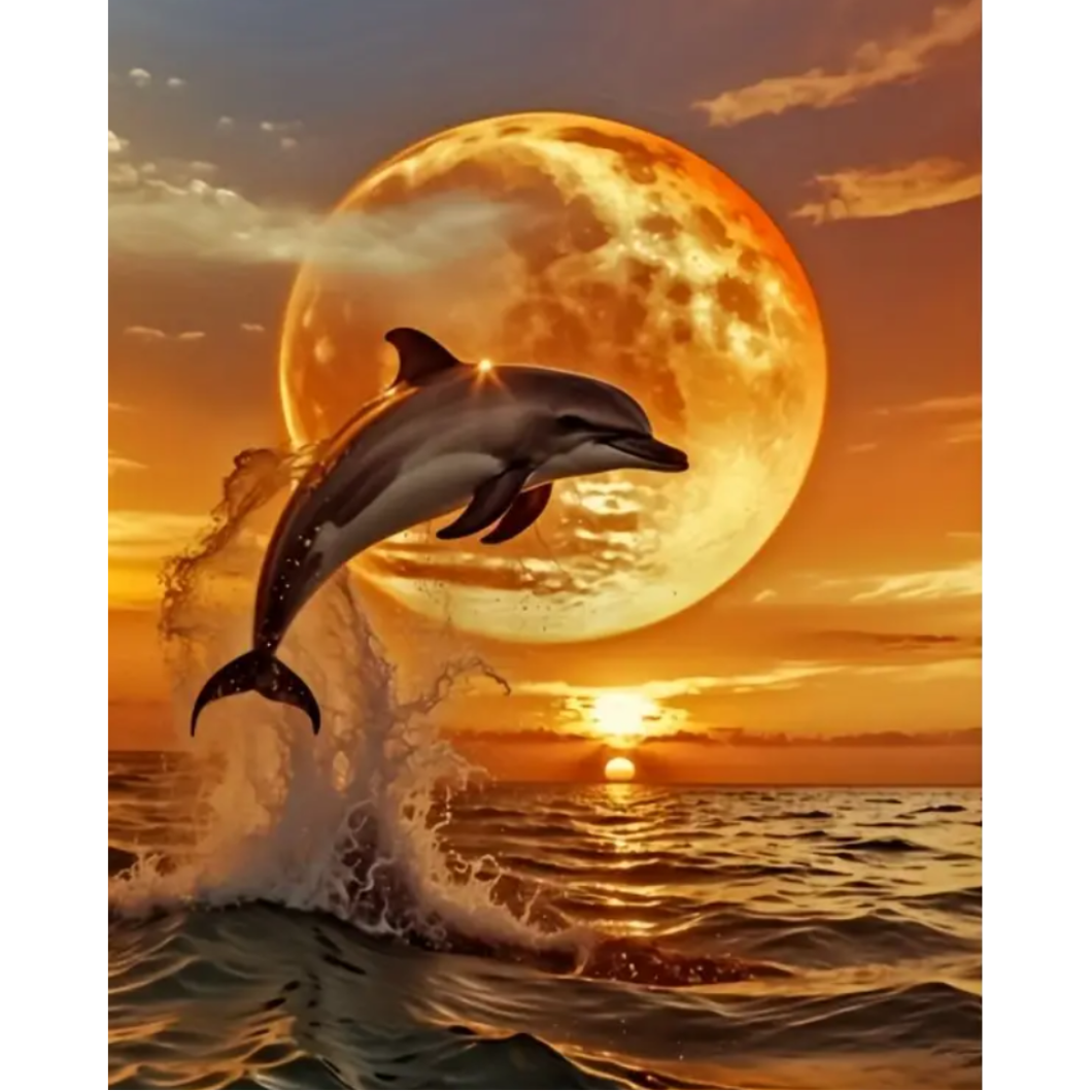 Diamond Painting Moon Dolphine