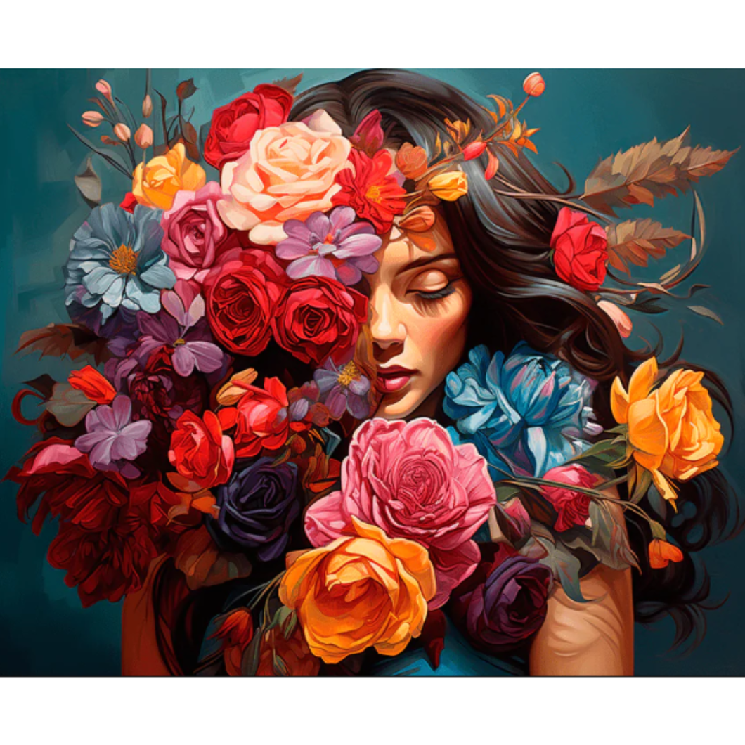Diamond Painting Woman Flowers