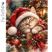 Ladda upp bild till gallerivisning, Diamond Painting Sleeping Christmas Cat
