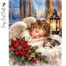 Ladda upp bild till gallerivisning, Diamond Painting Änglaflicka Med Katt

