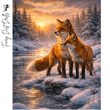 Ladda upp bild till gallerivisning, Diamond Painting Rävar Solnedgång
