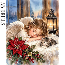 Ladda upp bild till gallerivisning, Diamond Painting Änglaflicka Med Katt
