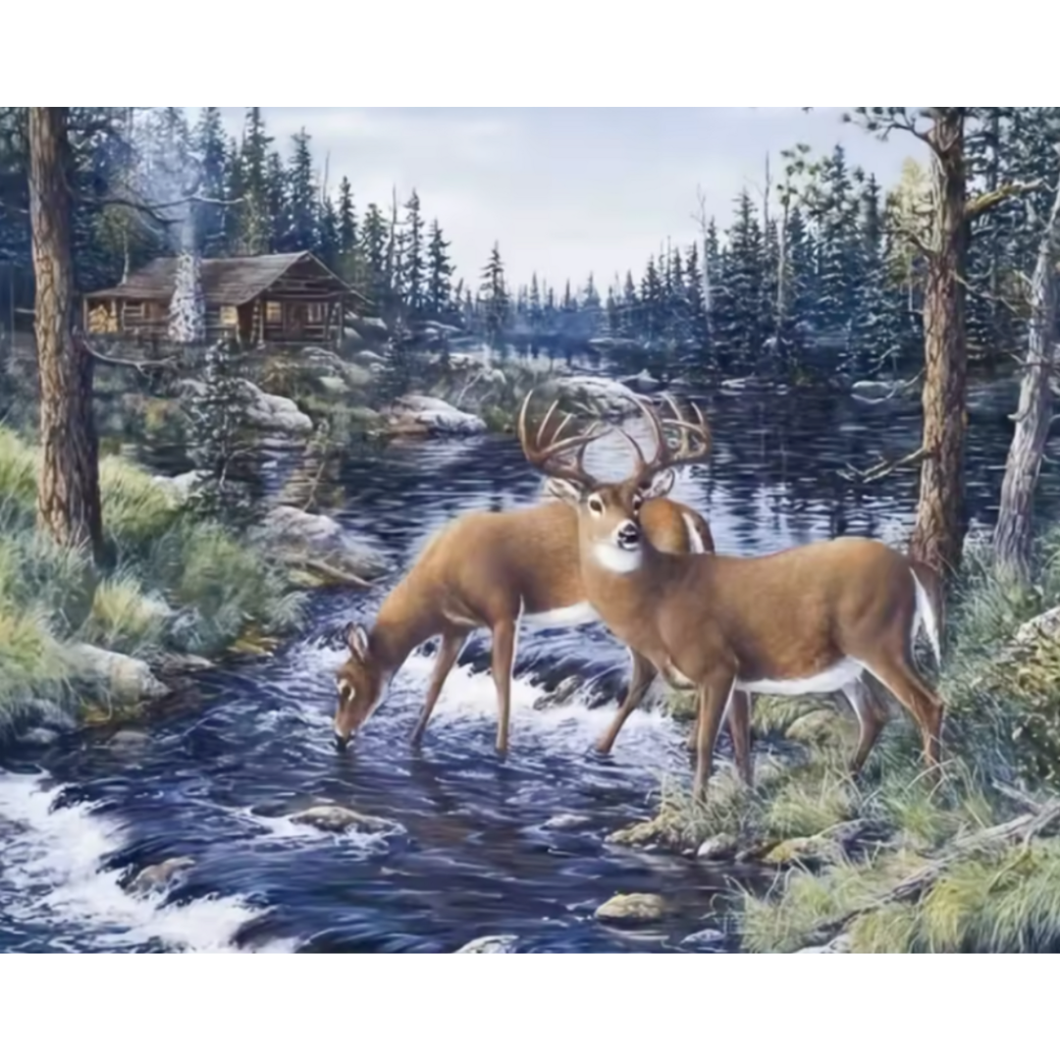 Diamond Painting Deer Cabin