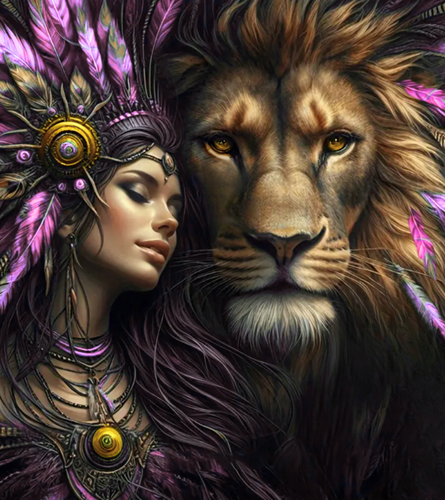 Diamond Painting Woman And Lion