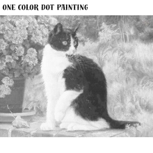 Ladda upp bild till gallerivisning, One Color Dot Painting Katt På Bänk
