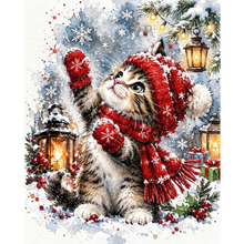 Ladda upp bild till gallerivisning, Diamond Painting Kittens Snowflakes
