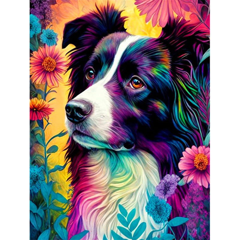 Diamond Painting Dog And Flower