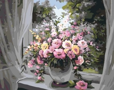 Paint By Numbers Windowflowers 40x50