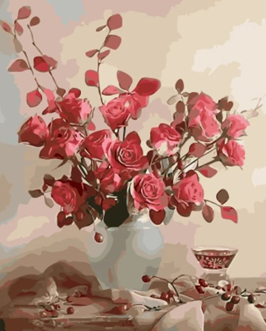 Paint By Numbers Pink Roses 40x50