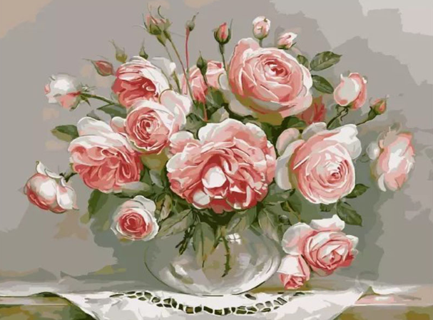 Paint By Numbers Rosor I Glasvas 40x50