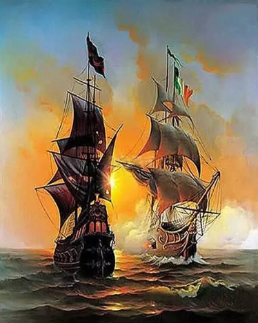 Paint By Numbers Two Ships 40x50